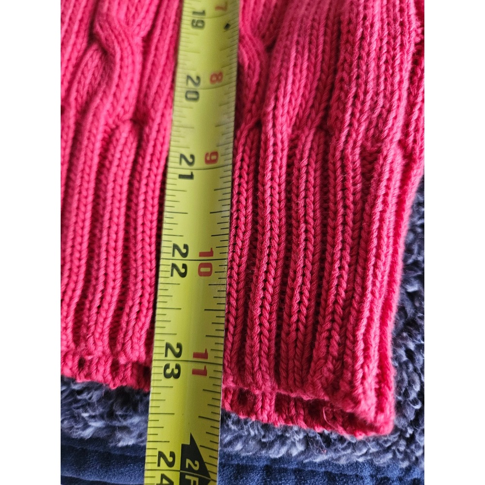 Polo Ralph Lauren Cable Knit Sweater Womens M Red Excellent Pima Cotton Slim Fit - Picture 7 of 7